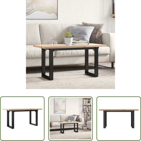 vidaXL Madera maciza -  Mesa de centro marco O madera maciza pino y acero 100x50x45,5cm