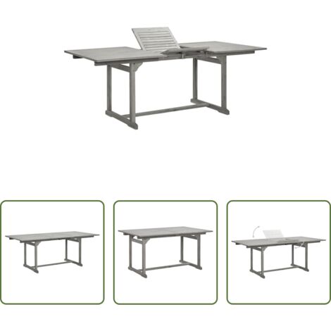 vidaXL Madera maciza -  Mesa de comedor jardín madera maciza acacia (150-200)x100x75cm