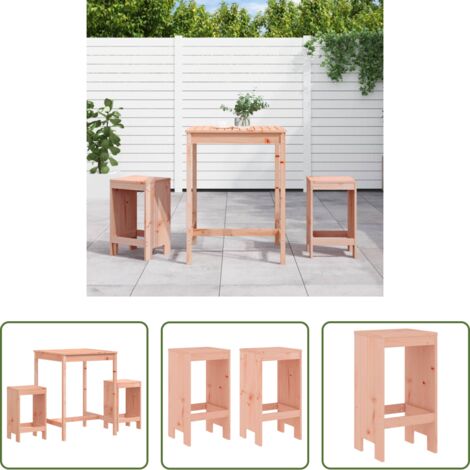 vidaXL Madera maciza -  Mesa y sillas de jardín 3 pzas madera maciza Douglas