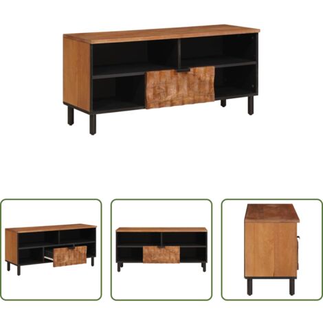 vidaXL Madera maciza -  Mueble de TV Acabado de Acacia Marrón 100 x 33 x 46 cm