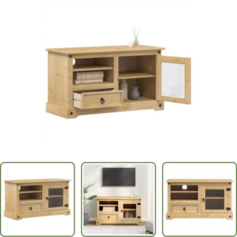 vidaXL Madera maciza -  Mueble de TV Corona madera maciza de pino 100x45x58 cm
