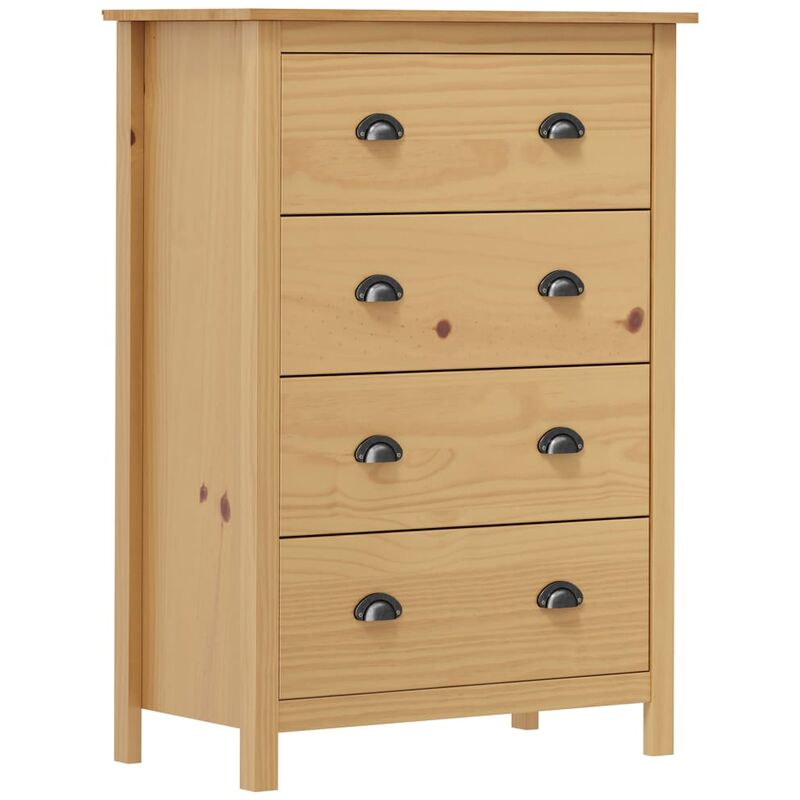 

vidaXL Madera Maciza Pino Aparador 4 Cajones 79x40x110 cm Marrón Miel - Marrón
