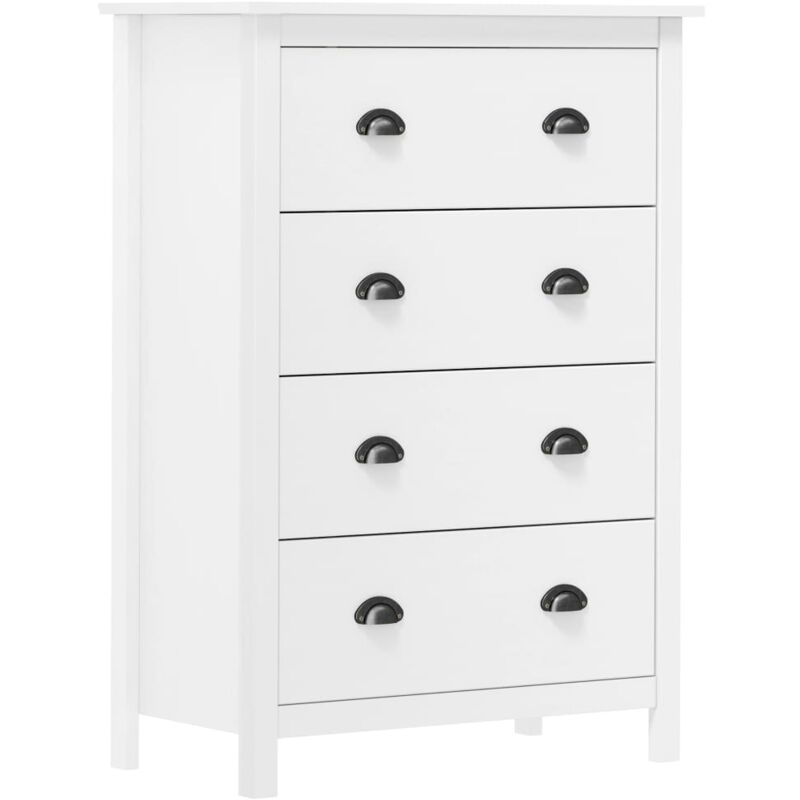 

vidaXL Madera Maciza Pino Aparador 4 Cajones 79x40x110 cm Blanco - Blanco