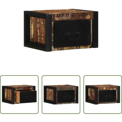 vidaXL Madera maciza reciclada -  Mesilla de noche multicolor 40x35x25 cm madera maciza reciclada