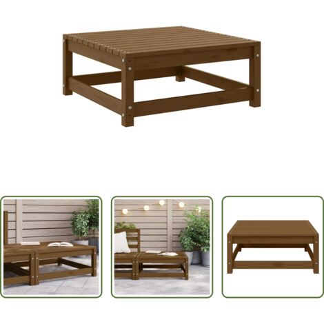 vidaXL Madera maciza -  Reposapiés de jardín madera maciza pino marrón miel 70x70x30 cm