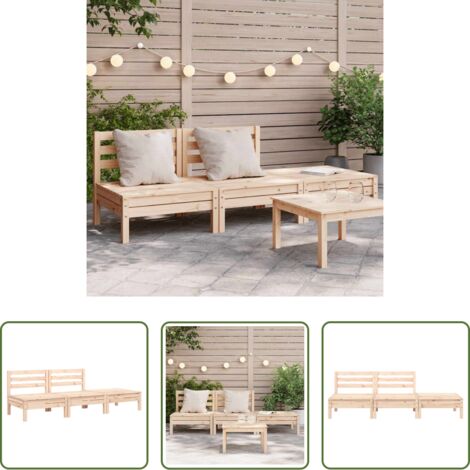 vidaXL Madera maciza -  Sofá de jardín de 3 plazas madera maciza de pino