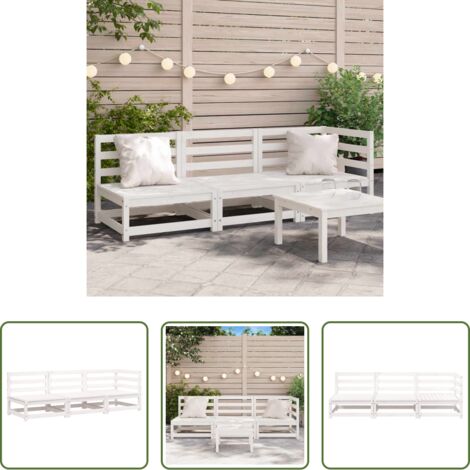 vidaXL Madera maciza -  Sofá de jardín de 3 plazas madera maciza de pino blanco