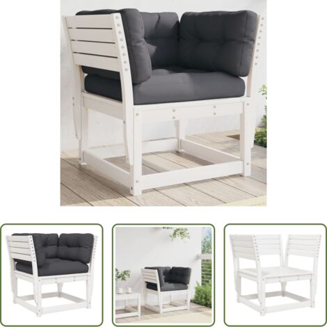 vidaXL Madera maciza -  Sofá de jardín reposabrazos cojines madera maciza pino blanco