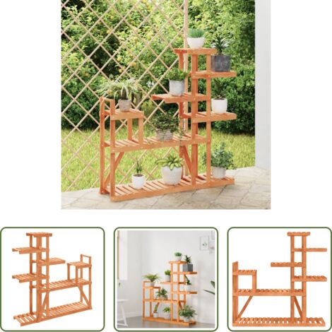 vidaXL Madera maciza -  Soporte para flores de madera maciza abeto 110x25x111 cm