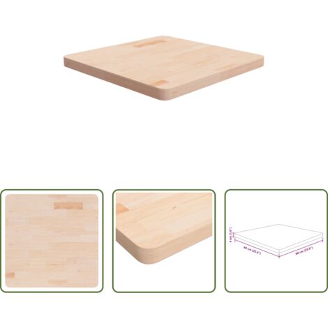 vidaXL Madera maciza -  Tablero de mesa cuadrada madera de roble sin tratar 60x60x4 cm