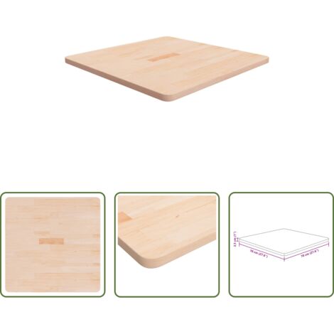 vidaXL Madera maciza -  Tablero de mesa cuadrada madera de roble sin tratar 70x70x2,5cm