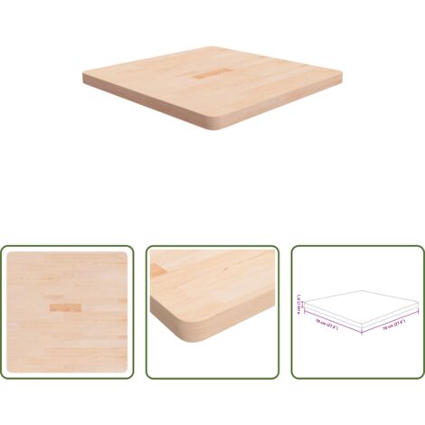 vidaXL Madera maciza -  Tablero de mesa cuadrada madera de roble sin tratar 70x70x4 cm