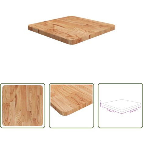 vidaXL Madera maciza -  Tablero de mesa cuadrada madera roble marrón claro 40x40x2,5 cm