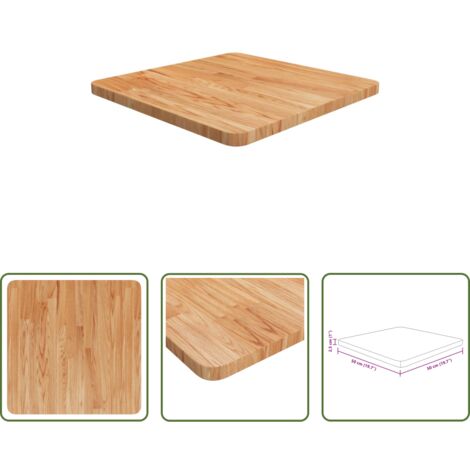 vidaXL Madera maciza -  Tablero de mesa cuadrada madera roble marrón claro 50x50x2,5 cm