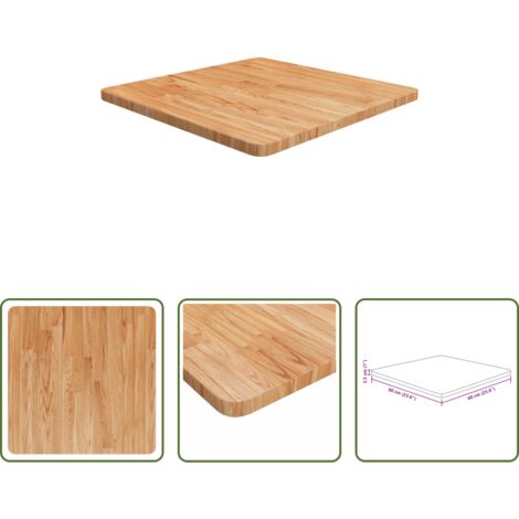 vidaXL Madera maciza -  Tablero de mesa cuadrada madera roble marrón claro 60x60x2,5 cm