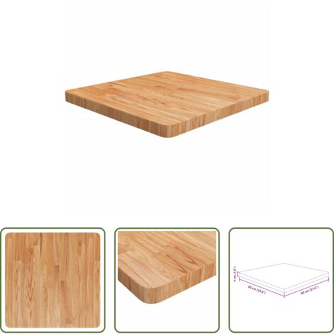 vidaXL Madera maciza -  Tablero de mesa cuadrada madera roble marrón claro 60x60x4 cm