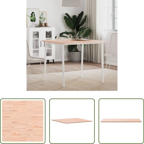 vidaXL Madera maciza -  Tablero de mesa cuadrado de madera maciza de haya 80x80x1,5 cm