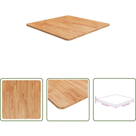 vidaXL Madera maciza -  Tablero de mesa cuadrado madera roble marrón claro 60x60x1,5 cm