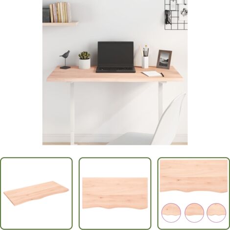 vidaXL Madera maciza -  Tablero de mesa madera maciza de roble sin tratar 100x50x2 cm