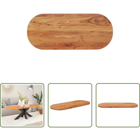 vidaXL Madera maciza -  Tablero de mesa ovalado madera maciza de acacia 120x50x3,8 cm