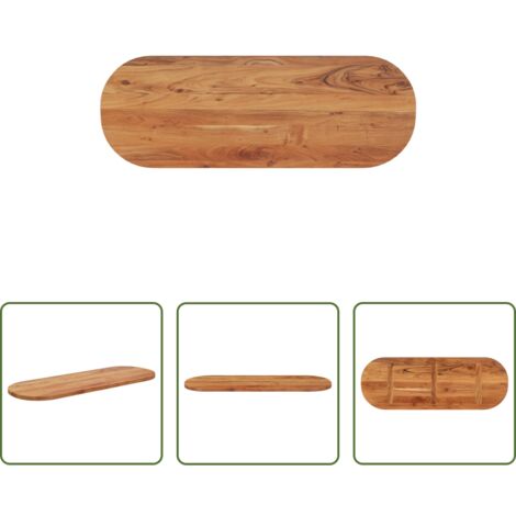 vidaXL Madera maciza -  Tablero de mesa ovalado madera maciza de acacia 140x50x2,5 cm