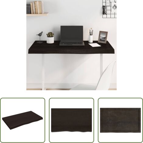 vidaXL Madera maciza -  Tablero mesa madera roble tratada marrón oscuro 100x60x(2-6) cm