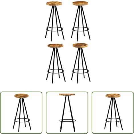 vidaXL Madera maciza -  Taburetes de barra de cocina 4 unidades madera maciza de mango