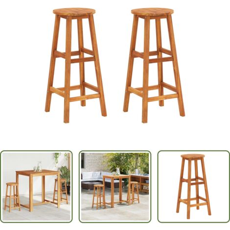 vidaXL Madera maciza -  Taburetes de cocina 2 unidades madera maciza de acacia