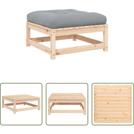 vidaXL Madera maciza -  Taburetes de jardín con cojines madera maciza de pino