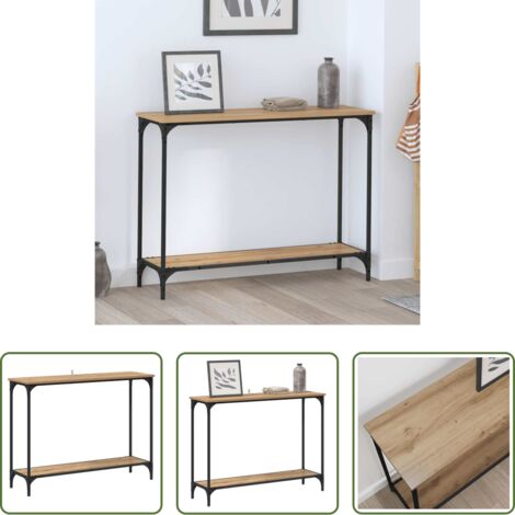 vidaXL Madera -  Mesa Consola con estante Roble artisan 101 x 30.5 x 75 cm