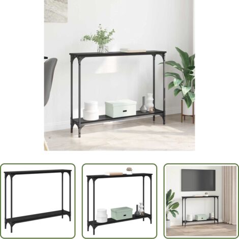 vidaXL Madera -  Mesa Consola con estante Roble Negro 100 x 22,5 x 75 cm