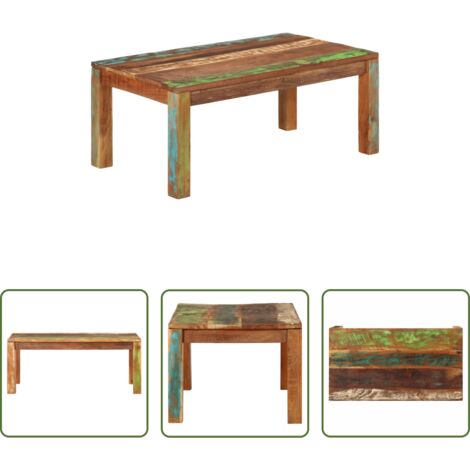 vidaXL Madera reciclada -  Mesa de centro Madera maciza recuperada 110x55x40 cm