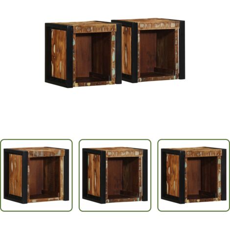 vidaXL Madera reciclada -  Mesilla de noche multicolor 40x35x40 cm madera maciza reciclada