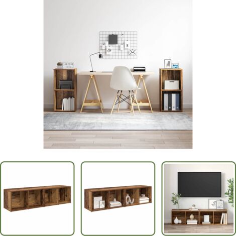 vidaXL Madera recuperada -  Conjunto de mueble de TV 2 pcs Madera envejecida