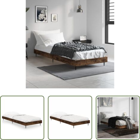 vidaXL Madera roble -  Estructura cama sin colchón madera roble ahumado 75x190 cm