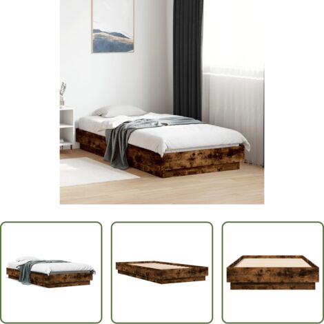 vidaXL Madera roble -  Estructura cama sin colchón madera roble ahumado 75x190 cm