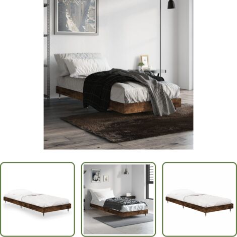 vidaXL Madera roble -  Estructura cama sin colchón madera roble ahumado 75x190 cm