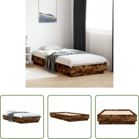 vidaXL Madera roble -  Estructura de cama sin colchón madera roble ahumado 100x200 cm