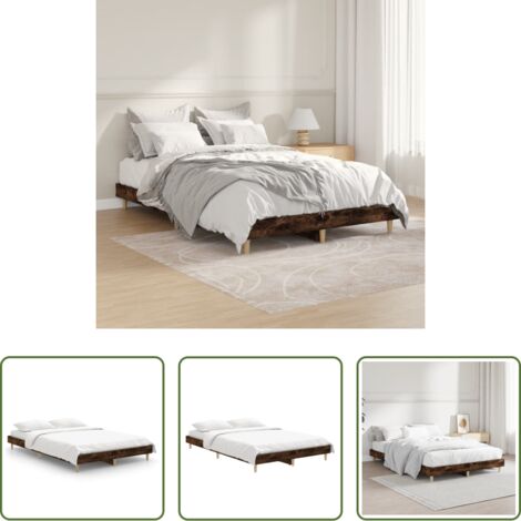 vidaXL Madera roble -  Estructura de cama sin colchón madera roble ahumado 120x190 cm