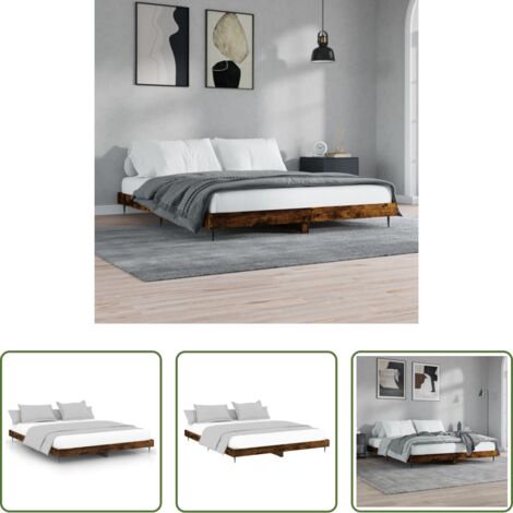 vidaXL Madera roble -  Estructura de cama sin colchón madera roble ahumado 120x200 cm