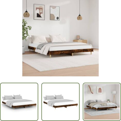 vidaXL Madera roble -  Estructura de cama sin colchón madera roble ahumado 140x200 cm