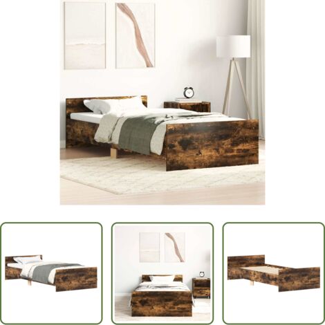 vidaXL Madera roble -  Estructura de cama sin colchón madera roble ahumado 90x190 cm
