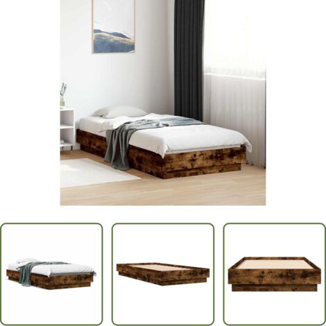vidaXL Madera roble -  Estructura de cama sin colchón madera roble ahumado 90x190 cm