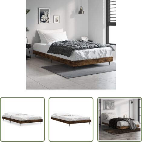 vidaXL Madera roble -  Estructura de cama sin colchón madera roble ahumado 90x190 cm