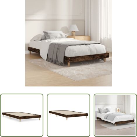 vidaXL Madera roble -  Estructura de cama sin colchón madera roble ahumado 90x200 cm