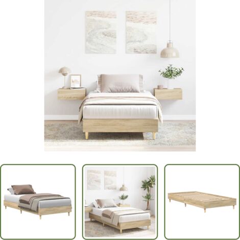 vidaXL Madera roble -  Estructura de cama sin colchón madera roble Sonoma 100x200 cm