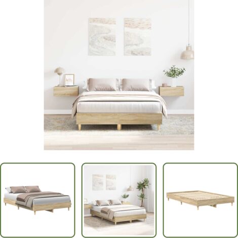 vidaXL Madera roble -  Estructura de cama sin colchón madera roble Sonoma 120x200 cm