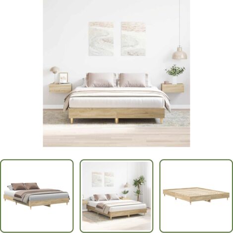 vidaXL Madera roble -  Estructura de cama sin colchón madera roble Sonoma 140x200 cm