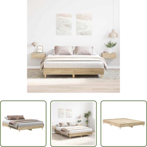 vidaXL Madera roble -  Estructura de cama sin colchón madera roble Sonoma 150x200 cm