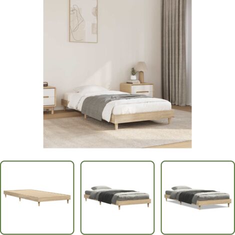 vidaXL Madera roble -  Estructura de cama sin colchón madera roble Sonoma 75x190 cm
